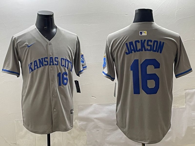 Men Kansas City Royals #16 Jackson Grey Game 2025 Nike MLB Jersey style 3161